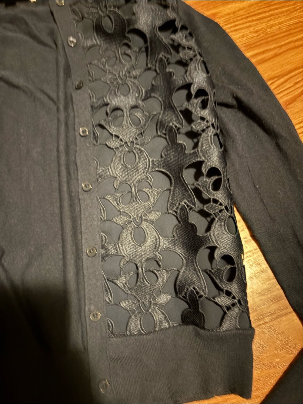 LOFT black Button-Up Cardigan with detailing size XS